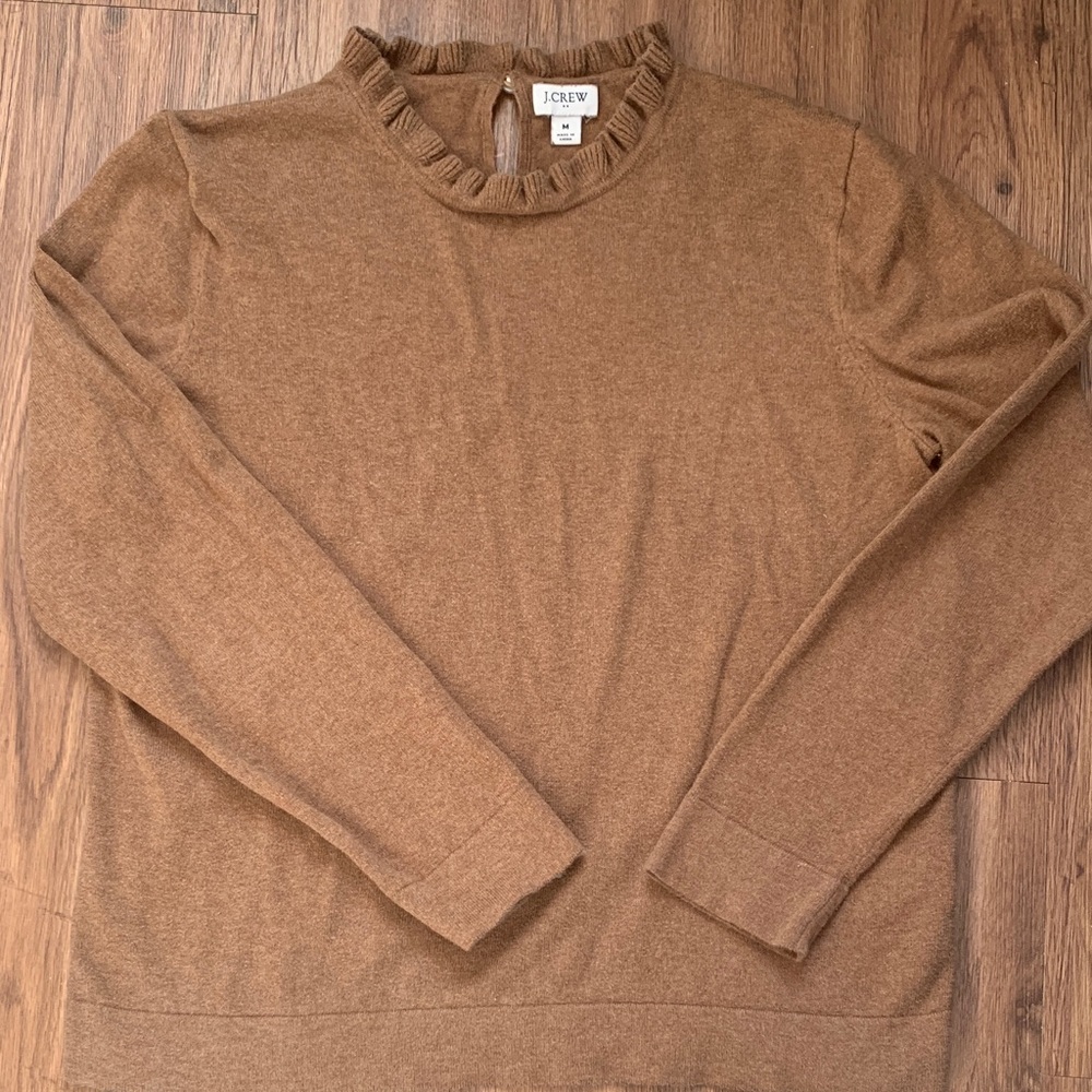 J. Crew Camel Ruffle Neck Sweater